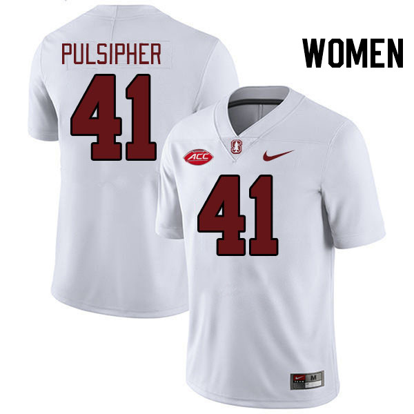 Women #41 Anson Pulsipher Stanford Cardinal 2024 ACC Conference College Football Jerseys Stitched-Wh